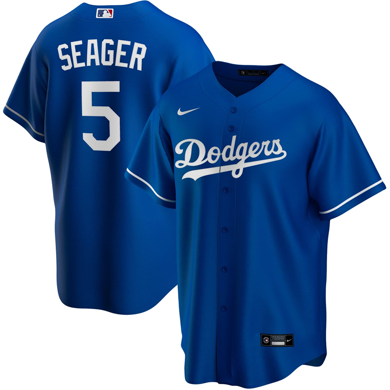 2020 MLB Men Los Angeles Dodgers Corey Seager Nike Royal Alternate 2020 Replica Player Jersey 1